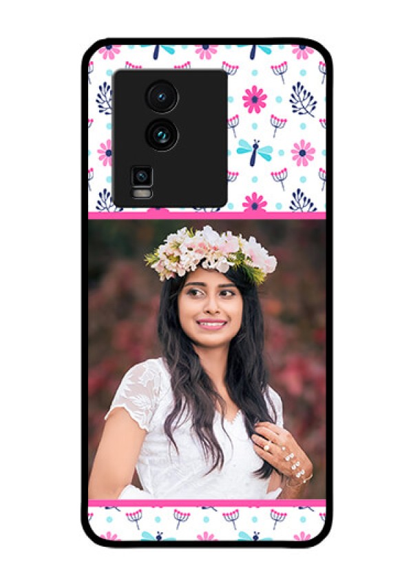 iQOO Neo 7 5G Photo Printing on Glass Case - Colorful Flower Design