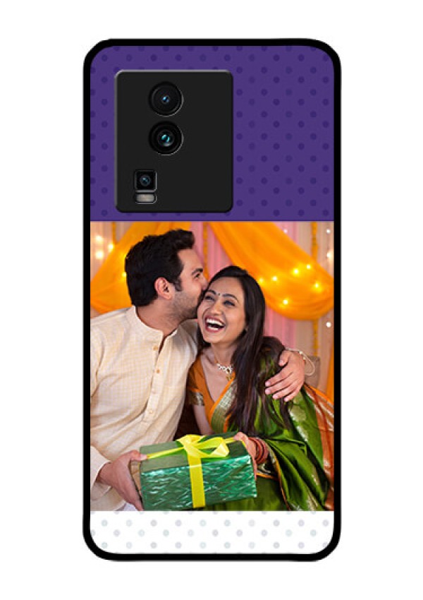 iQOO Neo 7 5G Personalized Glass Phone Case - Violet Pattern Design