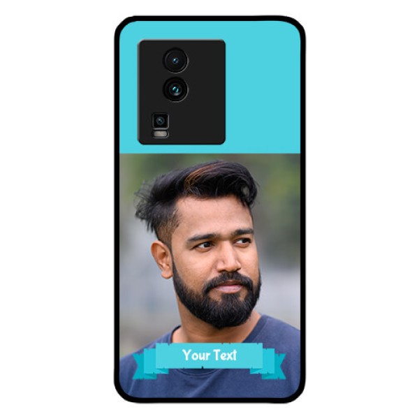 iQOO Neo 7 5G Personalized Glass Phone Case - Simple Blue Color Design