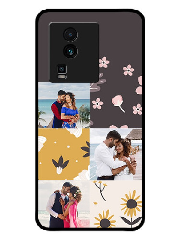 Custom iQOO Neo 7 5G Photo Printing on Glass Case - 3 Images with Floral Design
