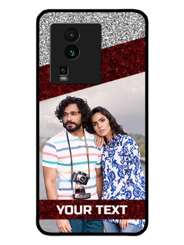 Custom iQOO Neo 7 5G Personalized Glass Phone Case - Image Holder with Glitter Strip Design