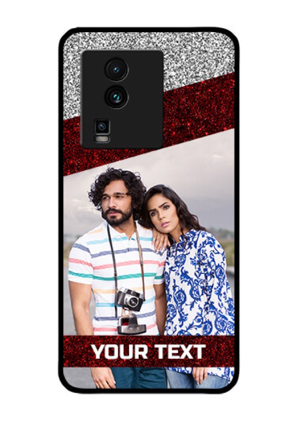 iQOO Neo 7 5G Personalized Glass Phone Case - Image Holder with Glitter Strip Design
