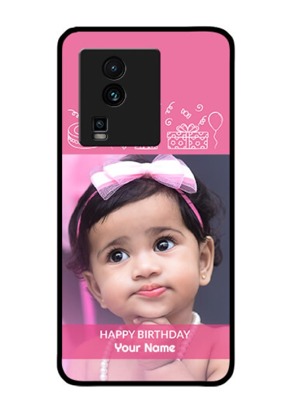 iQOO Neo 7 5G Photo Printing on Glass Case - with Birthday Line Art Design