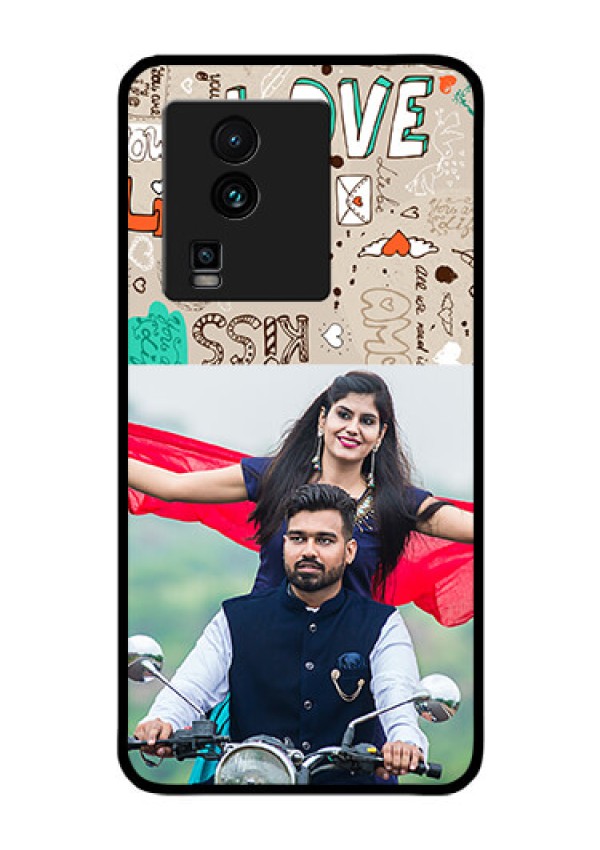 iQOO Neo 7 5G Custom Glass Phone Case - Love Doodle Pattern