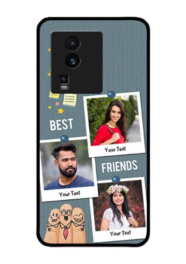 iQOO Neo 7 5G Personalized Glass Phone Case - Sticky Frames and Friendship Design