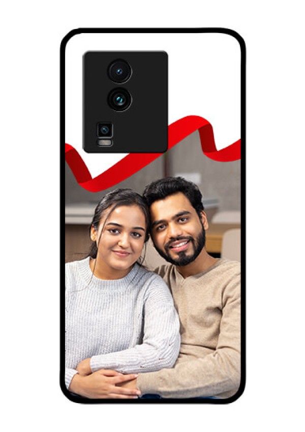 iQOO Neo 7 5G Photo Printing on Glass Case - Red Ribbon Frame Design