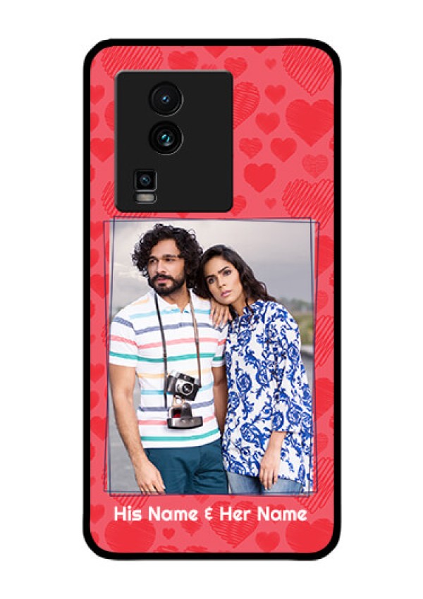 iQOO Neo 7 5G Photo Printing on Glass Case - with Red Heart Symbols Design