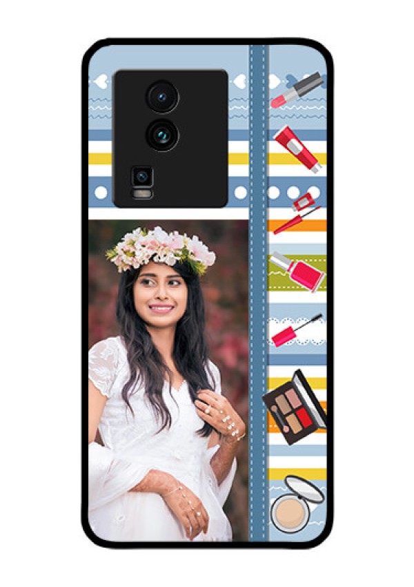 iQOO Neo 7 5G Personalized Glass Phone Case - Makeup Icons Design