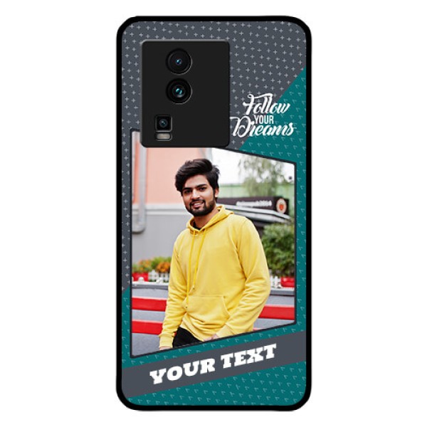 iQOO Neo 7 5G Personalized Glass Phone Case - Background Pattern Design with Quote