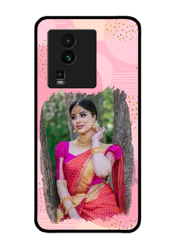 iQOO Neo 7 5G Personalized Glass Phone Case - Gold Glitter Splash Design