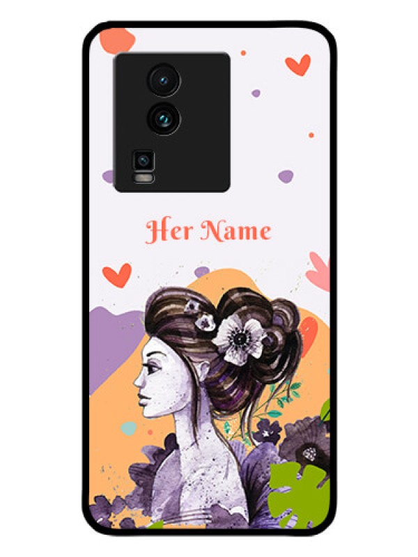 Custom iQOO Neo 7 5G Personalized Glass Phone Case - Woman And Nature Design