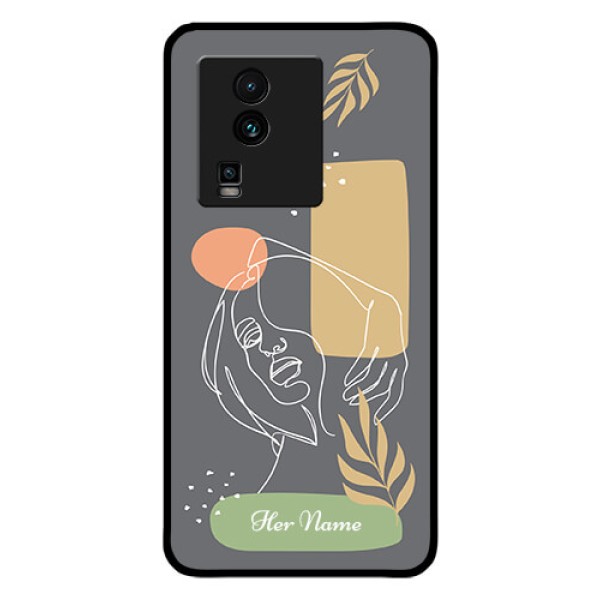 iQOO Neo 7 5G Custom Glass Phone Case - Gazing Woman line art Design iQOO Neo 7 5G Custom Glass Phone Case - Gazing Woman line art Design