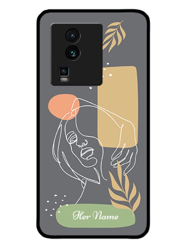 Custom iQOO Neo 7 5G Custom Glass Phone Case - Gazing Woman line art Design