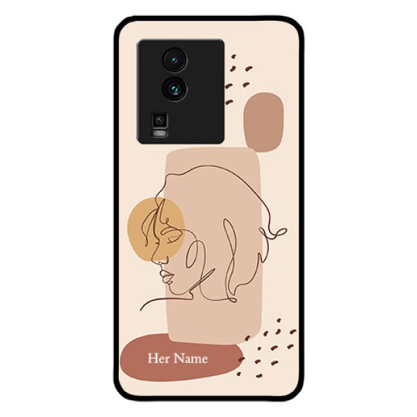iQOO Neo 7 5G Photo Printing on Glass Case - Calm Woman line art Design iQOO Neo 7 5G Photo Printing on Glass Case - Calm Woman line art Design