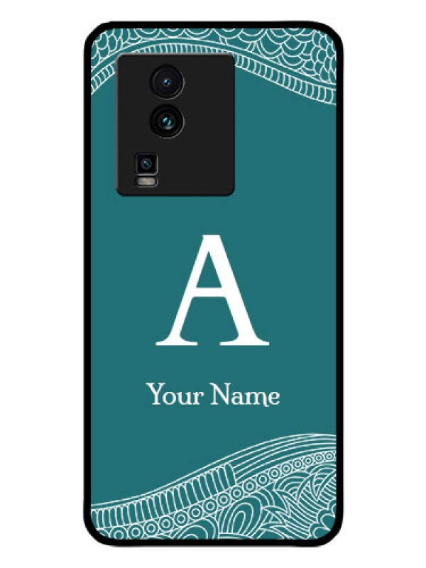 Custom iQOO Neo 7 5G Personalized Glass Phone Case - line art pattern with custom name Design