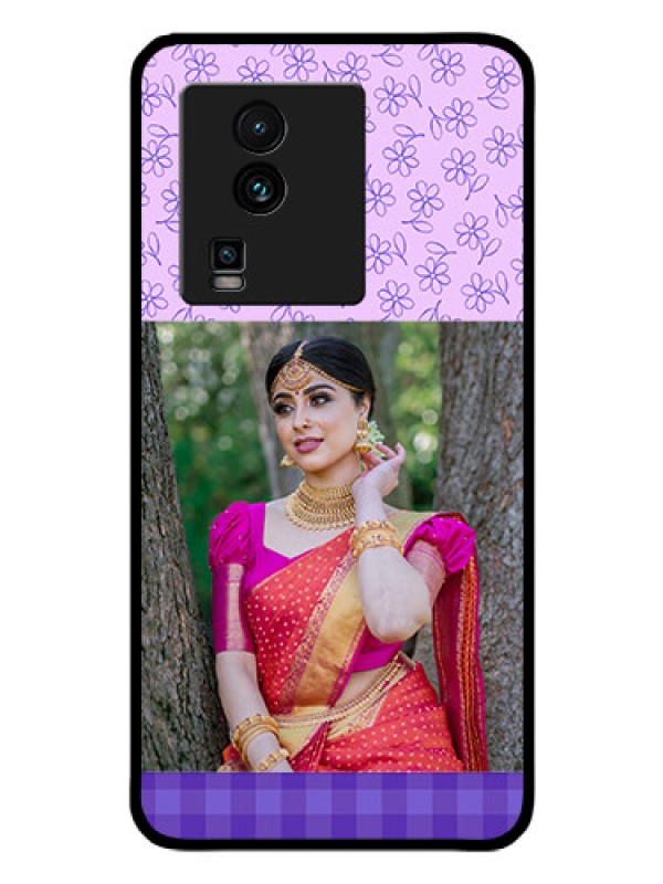 Custom iQOO Neo 7 Pro 5G Custom Glass Phone Case - Purple Floral Design