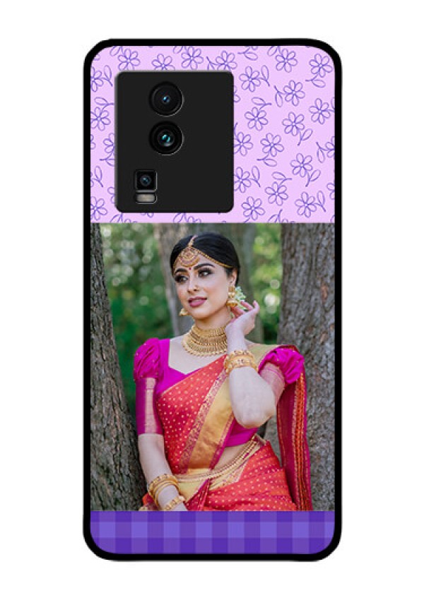 iQOO Neo 7 Pro 5G Custom Glass Phone Case - Purple Floral Design
