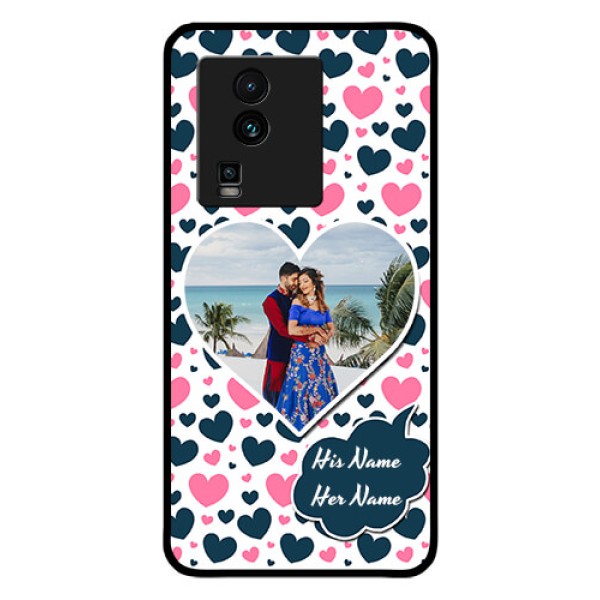 iQOO Neo 7 Pro 5G Custom Glass Phone Case - Pink & Blue Heart Design iQOO Neo 7 Pro 5G Custom Glass Phone Case - Pink & Blue Heart Design