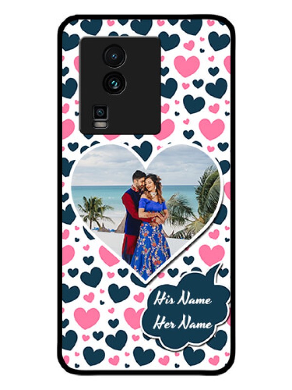 Custom iQOO Neo 7 Pro 5G Custom Glass Phone Case - Pink & Blue Heart Design