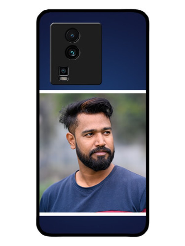 Custom iQOO Neo 7 Pro 5G Personalized Glass Phone Case - Simple Royal Blue Design