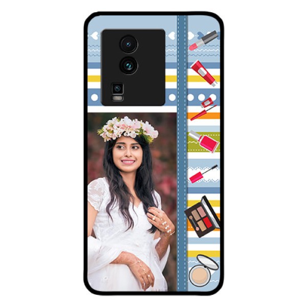 iQOO Neo 7 Pro 5G Personalized Glass Phone Case - Makeup Icons Design