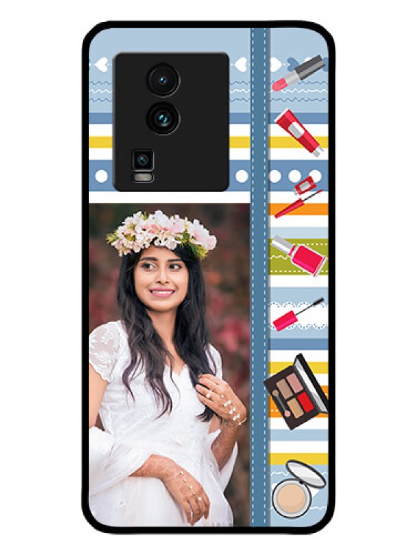 Custom iQOO Neo 7 Pro 5G Personalized Glass Phone Case - Makeup Icons Design