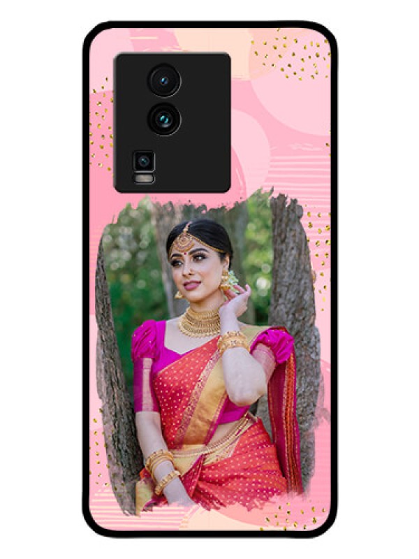 Custom iQOO Neo 7 Pro 5G Personalized Glass Phone Case - Gold Glitter Splash Design