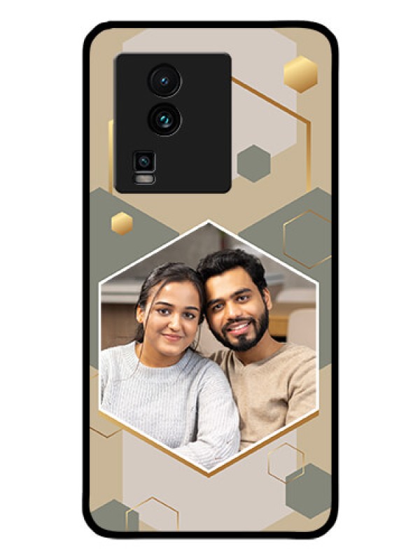 Custom iQOO Neo 7 Pro 5G Photo Printing on Glass Case - Stylish Hexagon Pattern Design