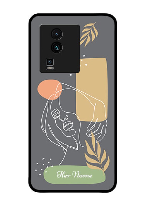 iQOO Neo 7 Pro 5G Custom Glass Phone Case - Gazing Woman line art Design