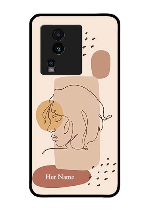 iQOO Neo 7 Pro 5G Photo Printing on Glass Case - Calm Woman line art Design