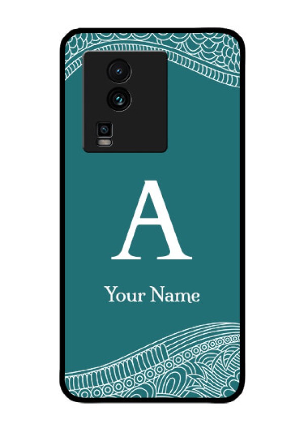 iQOO Neo 7 Pro 5G Personalized Glass Phone Case - line art pattern with custom name Design