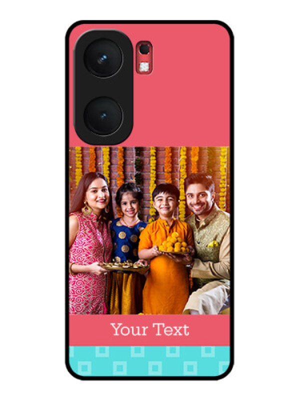 Custom iQOO Neo 9 Pro 5G Custom Glass Phone Case - Peach and Blue Color Design