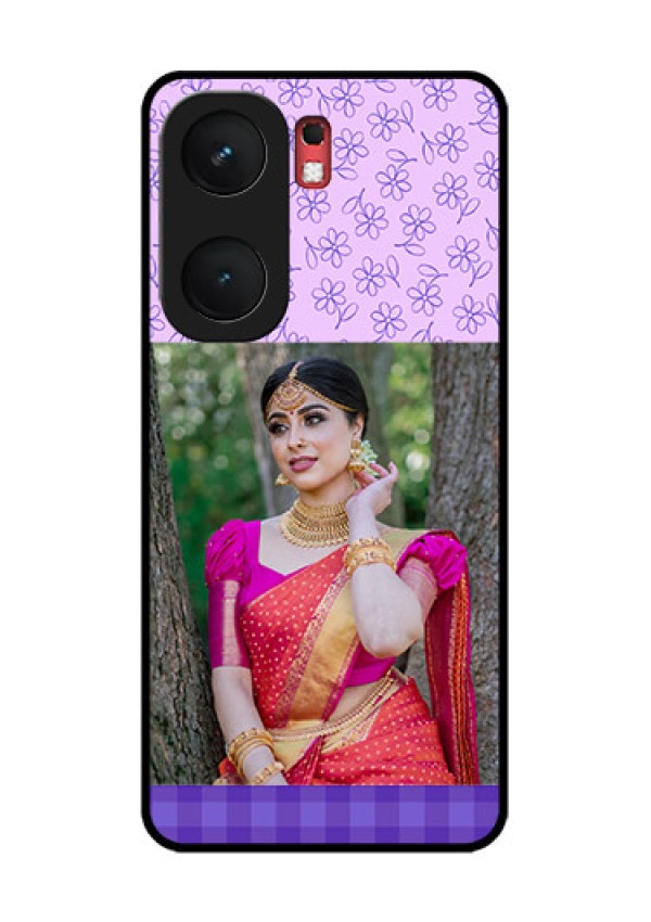 iQOO Neo 9 Pro 5G Custom Glass Phone Case - Purple Floral Design