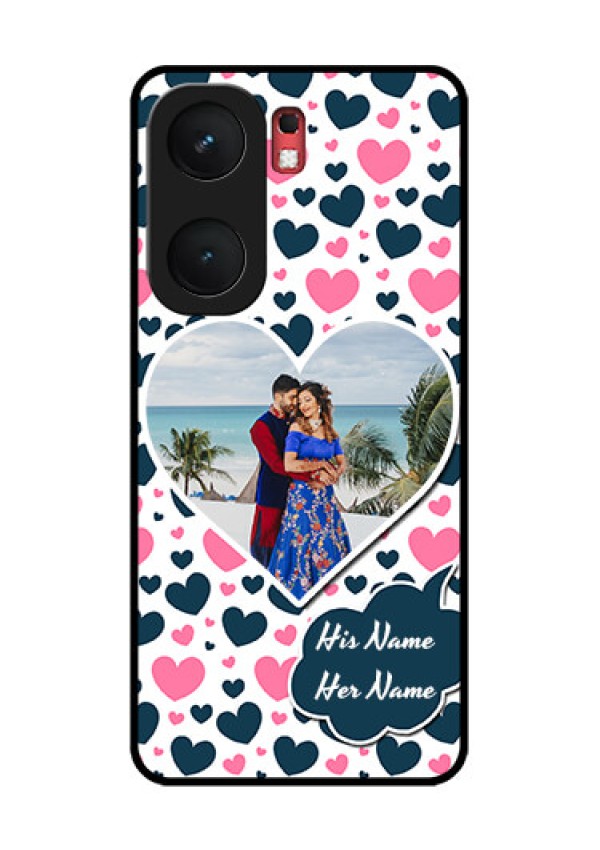iQOO Neo 9 Pro 5G Custom Glass Phone Case - Pink and Blue Heart Design