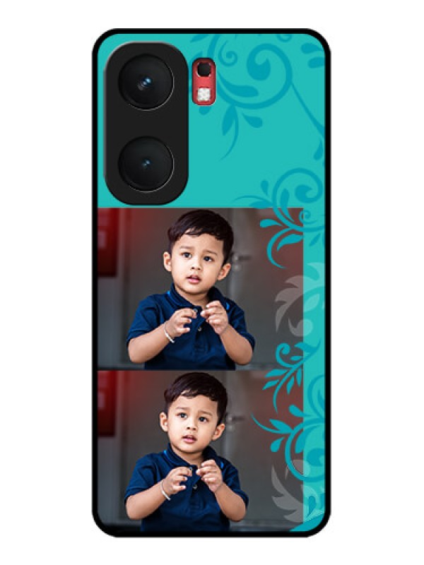 Custom iQOO Neo 9 Pro 5G Custom Glass Phone Case - With Photo And Green Floral Design