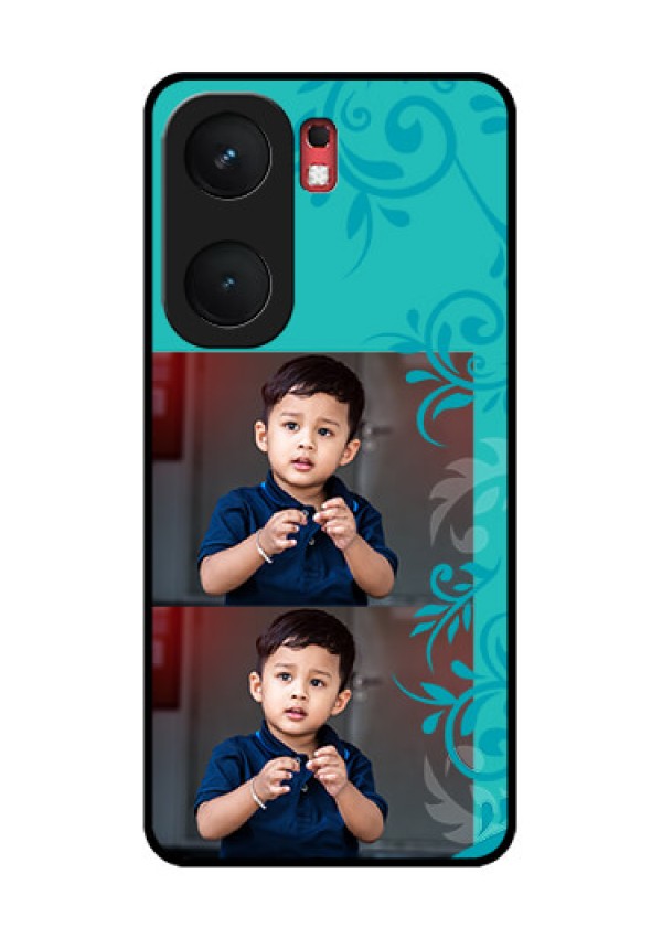 iQOO Neo 9 Pro 5G Custom Glass Phone Case - With Photo And Green Floral Design