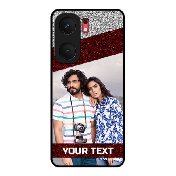iQOO Neo 9 Pro 5G Custom Glass Phone Case - Image Holder With Glitter Strip Design iQOO Neo 9 Pro 5G Custom Glass Phone Case - Image Holder With Glitter Strip Design