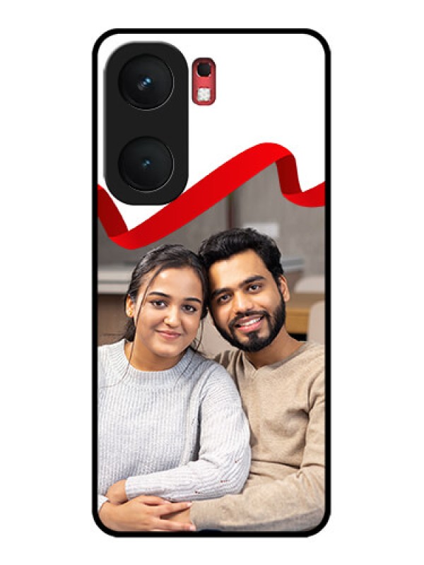 Custom iQOO Neo 9 Pro 5G Custom Glass Phone Case - Red Ribbon Frame Design