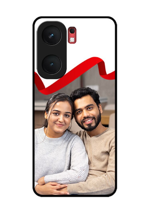 iQOO Neo 9 Pro 5G Custom Glass Phone Case - Red Ribbon Frame Design