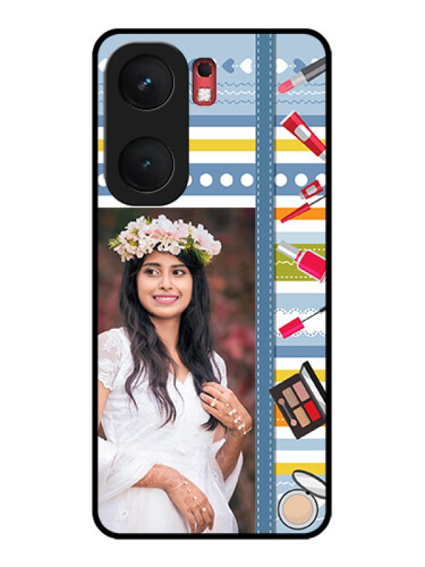 Custom iQOO Neo 9 Pro 5G Custom Glass Phone Case - Makeup Icons Design