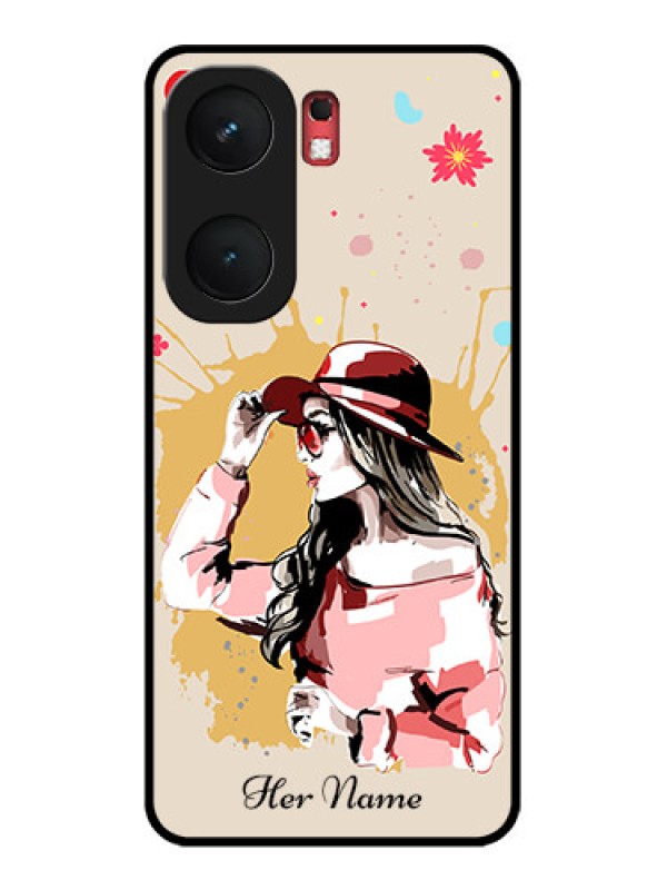 Custom iQOO Neo 9 Pro 5G Custom Glass Phone Case - Women With Pink Hat Design