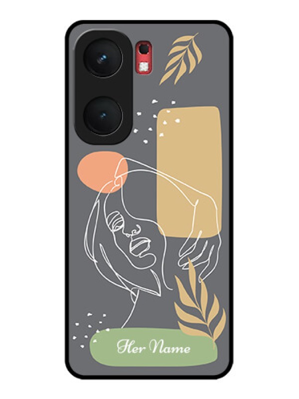 Custom iQOO Neo 9 Pro 5G Custom Glass Phone Case - Gazing Woman Line Art Design