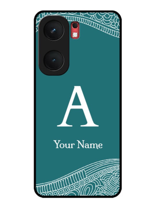 Custom iQOO Neo 9 Pro 5G Custom Glass Phone Case - Line Art Pattern With Custom Name Design