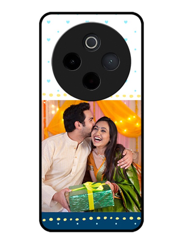 Custom iQOO Z10 5G Custom Glass Phone Case - White And Blue Abstract Design