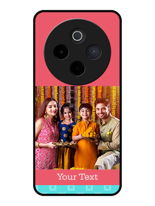 Custom iQOO Z10 5G Custom Glass Phone Case - Peach & Blue Color Design