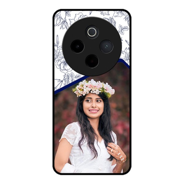 iQOO Z10 5G Custom Glass Phone Case - Classy Floral Design