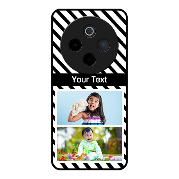 iQOO Z10 5G Custom Glass Phone Case - Black And White Stripes Design