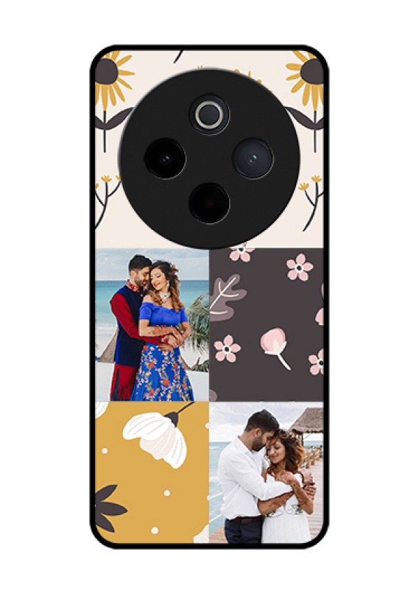 iQOO Z10 5G Custom Glass Phone Case - 3 Images With Floral Design