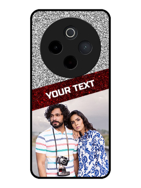 Custom iQOO Z10 5G Custom Glass Phone Case - Image Holder With Glitter Strip Design