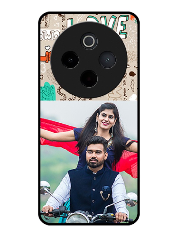 Custom iQOO Z10 5G Custom Glass Phone Case - Love Doodle Pattern